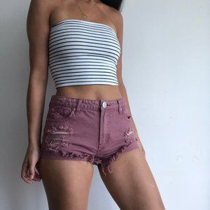 Litz mauve distressed jean shorts